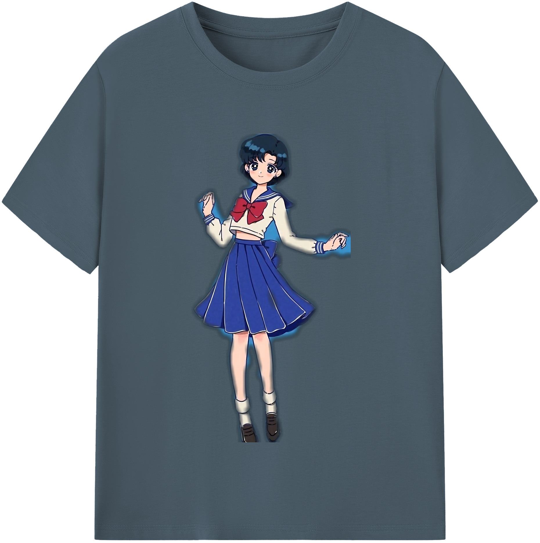 （画像用） 美少女戦士セーラームーン 水野 亜美 みずの あみ Sailor Moon Mizuno Ami 綿100％半袖Tシャツ（フロントプリント）